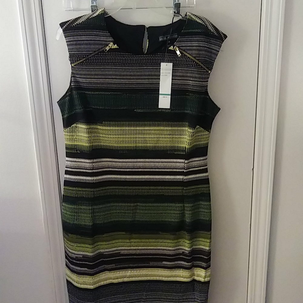 Karin Stevens Olive and Black Striped Dress
